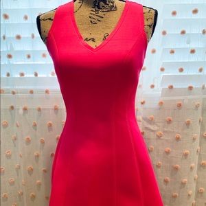 Hot Pink Scuba Dress with Exposed Zipper